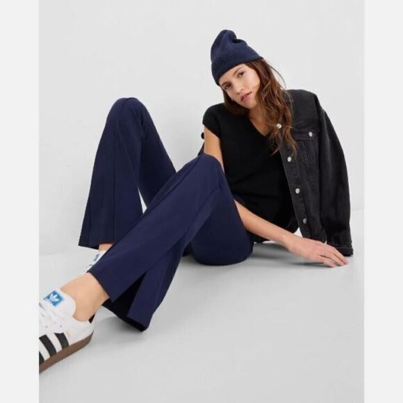 GAP High Rise Ponte Y2k Vibes SPLIT FLARE Pants Navy Blue Size 12 MSRP $90 - Picture 3 of 6